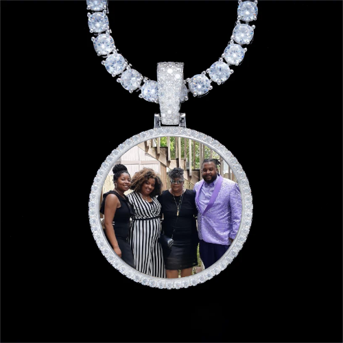 925S & VVS Moissanite 3D Circle Custom Picture Pendant