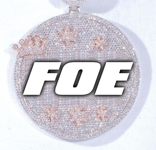 CUSTOM LETTER NECKLACE 3D BIG CROWN DISC
