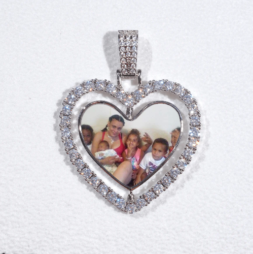 3D Spinning 2-Faced Heart Custom Picture Pendant