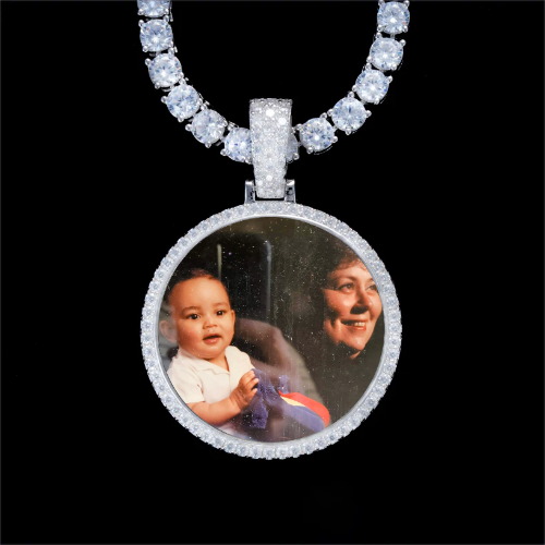 925S & VVS Moissanite 3D Circle Custom Picture Pendant