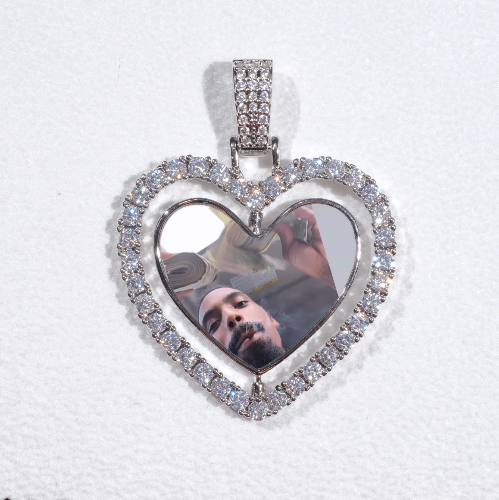 3D Spinning 2-Faced Heart Custom Picture Pendant