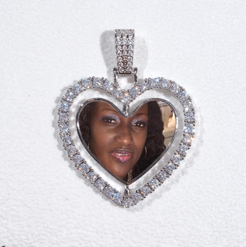 3D Spinning 2-Faced Heart Custom Picture Pendant
