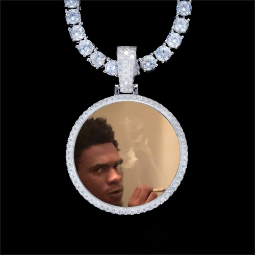 925S & VVS Moissanite 3D Circle Custom Picture Pendant