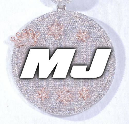 CUSTOM LETTER NECKLACE 3D BIG CROWN DISC