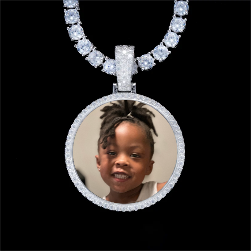 925S & VVS Moissanite 3D Circle Custom Picture Pendant