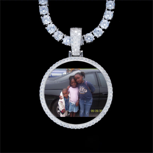 925S & VVS Moissanite 3D Circle Custom Picture Pendant