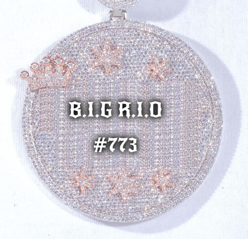 CUSTOM LETTER NECKLACE 3D BIG CROWN DISC