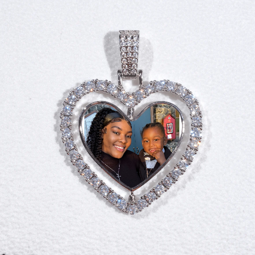 3D Spinning 2-Faced Heart Custom Picture Pendant