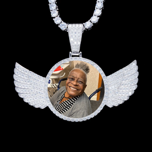 925S & VVS Moissanite 3D Wing Custom Picture Pendant