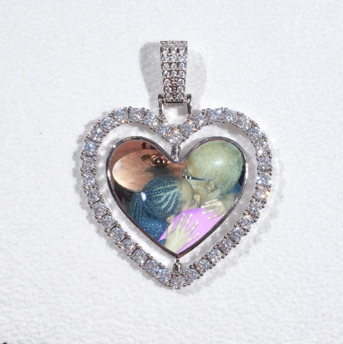 3D Spinning 2-Faced Heart Custom Picture Pendant