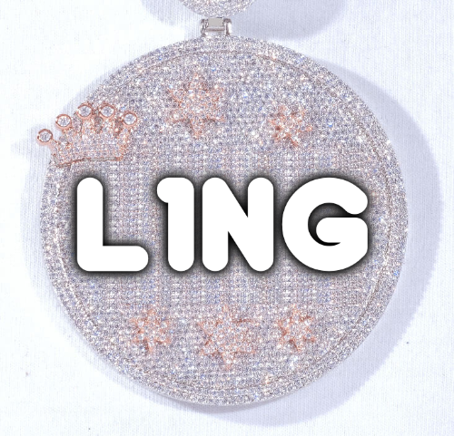 CUSTOM LETTER NECKLACE 3D BIG CROWN DISC