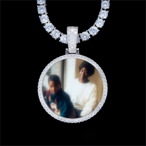 925S & VVS Moissanite 3D Circle Custom Picture Pendant