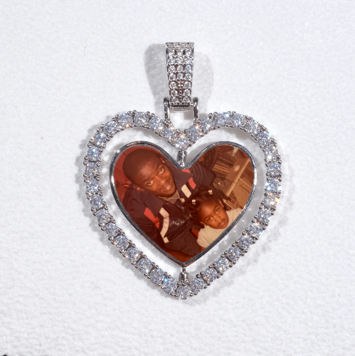 3D Spinning 2-Faced Heart Custom Picture Pendant