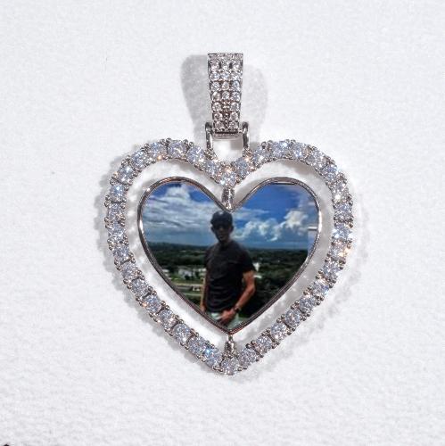 3D Spinning 2-Faced Heart Custom Picture Pendant
