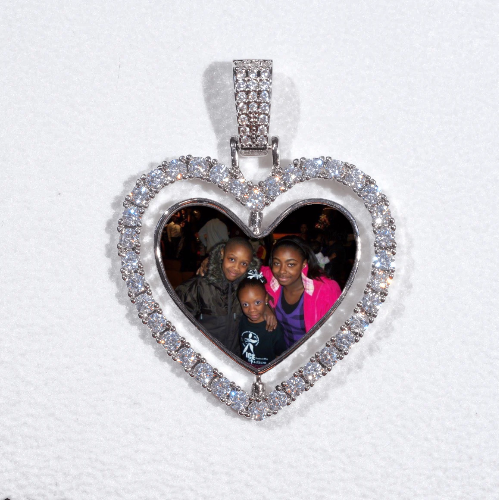 3D Spinning 2-Faced Heart Custom Picture Pendant