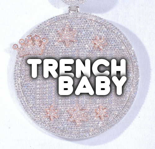 CUSTOM LETTER NECKLACE 3D BIG CROWN DISC