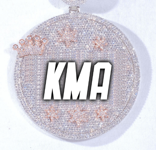 CUSTOM LETTER NECKLACE 3D BIG CROWN DISC