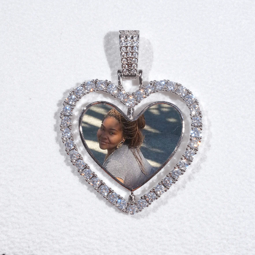 3D Spinning 2-Faced Heart Custom Picture Pendant