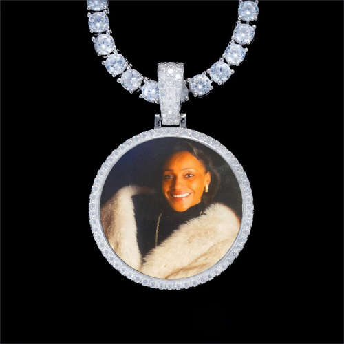 925S & VVS Moissanite 3D Circle Custom Picture Pendant
