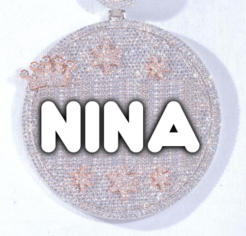 CUSTOM LETTER NECKLACE 3D BIG CROWN DISC