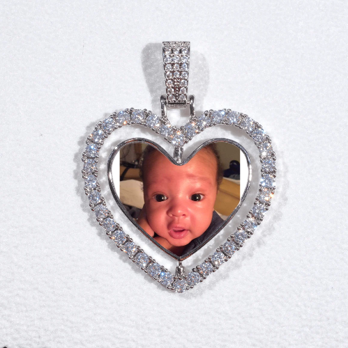 3D Spinning 2-Faced Heart Custom Picture Pendant