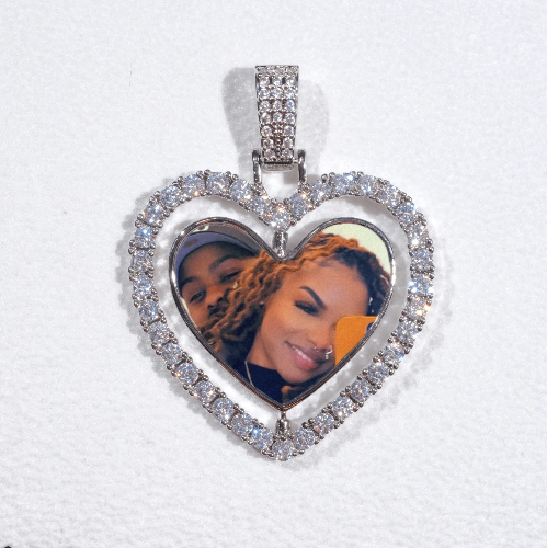 3D Spinning 2-Faced Heart Custom Picture Pendant