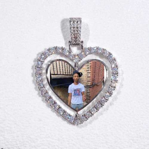3D Spinning 2-Faced Heart Custom Picture Pendant