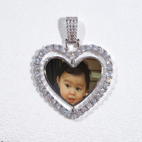 3D Spinning 2-Faced Heart Custom Picture Pendant