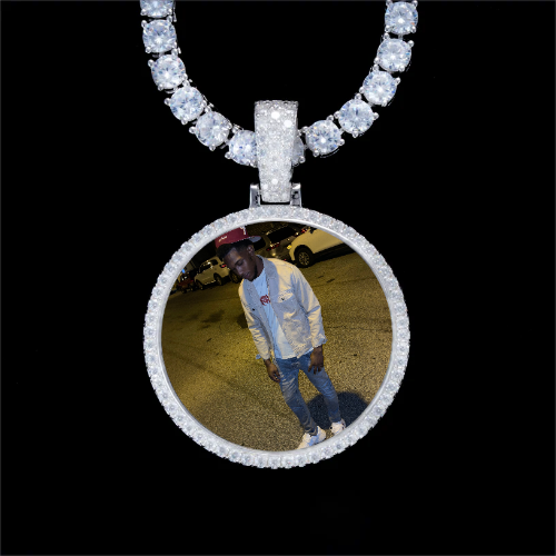 925S & VVS Moissanite 3D Circle Custom Picture Pendant