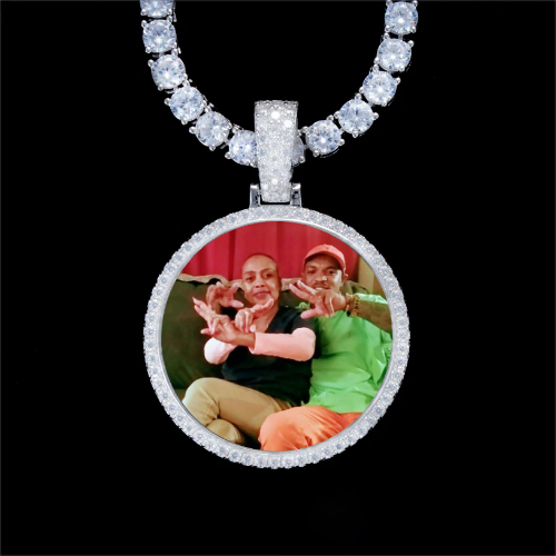 925S & VVS Moissanite 3D Circle Custom Picture Pendant