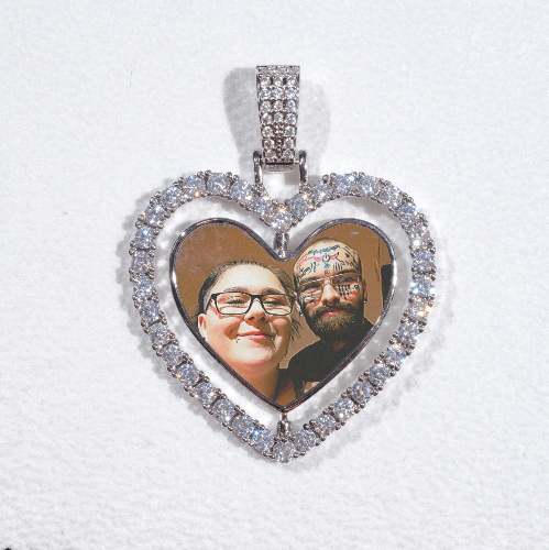 3D Spinning 2-Faced Heart Custom Picture Pendant