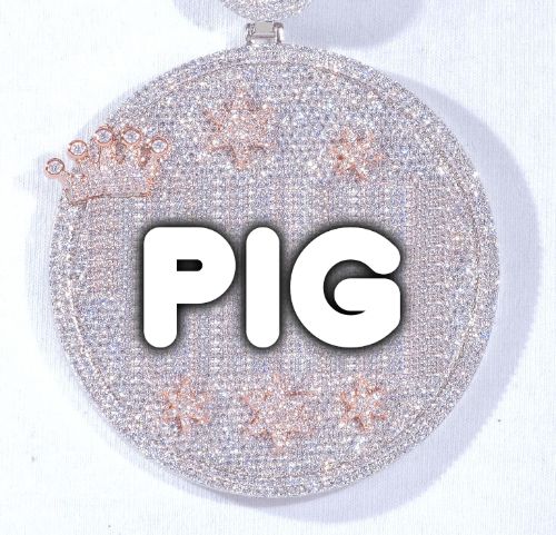CUSTOM LETTER NECKLACE 3D BIG CROWN DISC