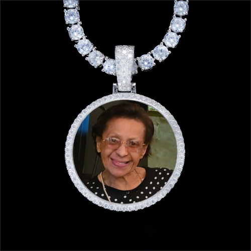 925S & VVS Moissanite 3D Circle Custom Picture Pendant