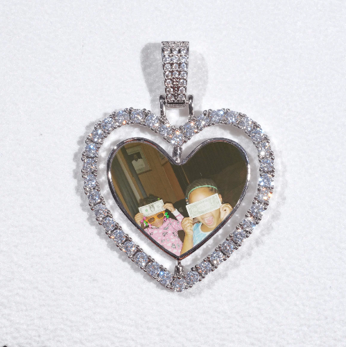 3D Spinning 2-Faced Heart Custom Picture Pendant