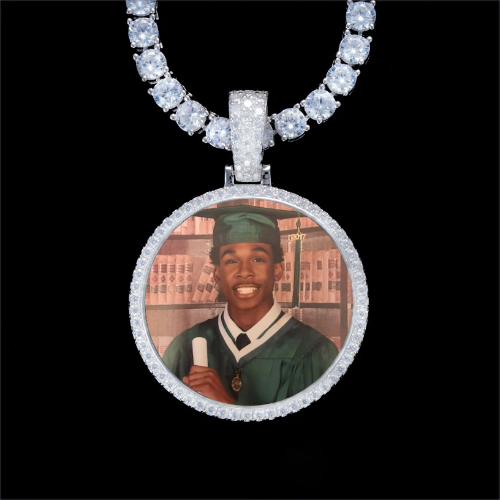 925S & VVS Moissanite 3D Circle Custom Picture Pendant