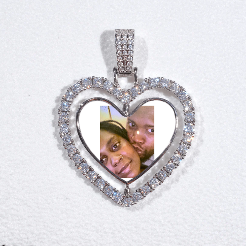 3D Spinning 2-Faced Heart Custom Picture Pendant