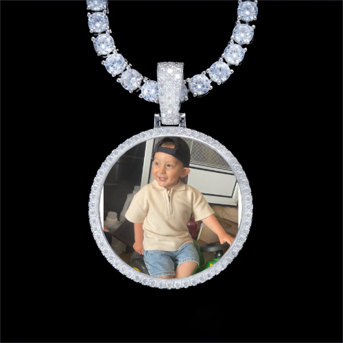 925S & VVS Moissanite 3D Circle Custom Picture Pendant