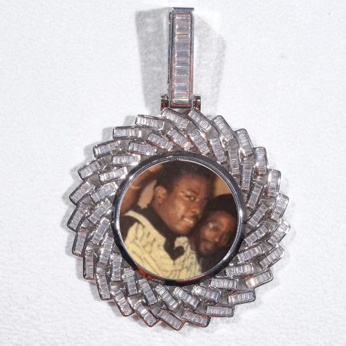 Large 3D Baguette Custom Picture Pendant