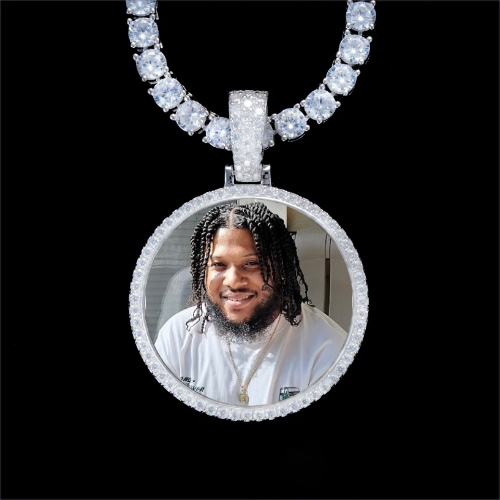 925S & VVS Moissanite 3D Circle Custom Picture Pendant