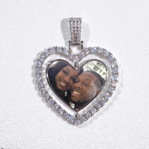 3D Spinning 2-Faced Heart Custom Picture Pendant