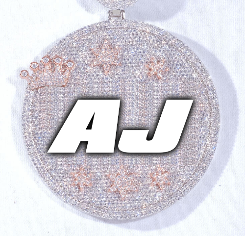 CUSTOM LETTER NECKLACE 3D BIG CROWN DISC