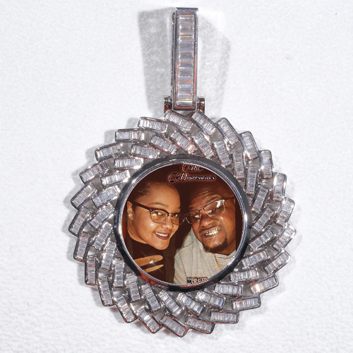 Large 3D Baguette Custom Picture Pendant