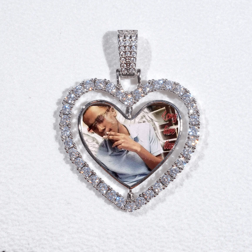 3D Spinning 2-Faced Heart Custom Picture Pendant