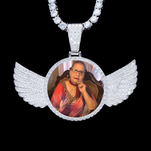 925S & VVS Moissanite 3D Wing Custom Picture Pendant