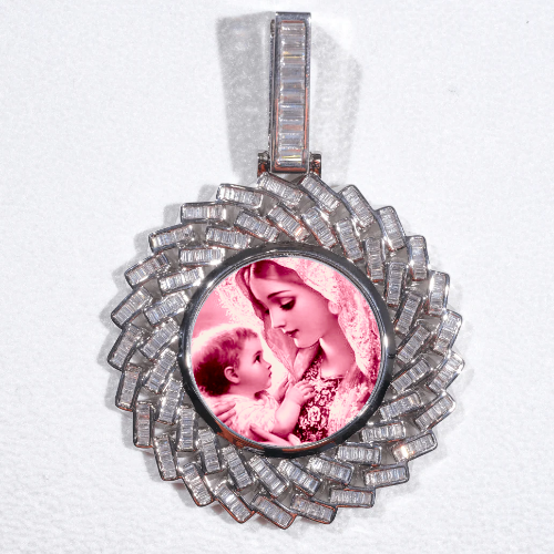 Large 3D Baguette Custom Picture Pendant