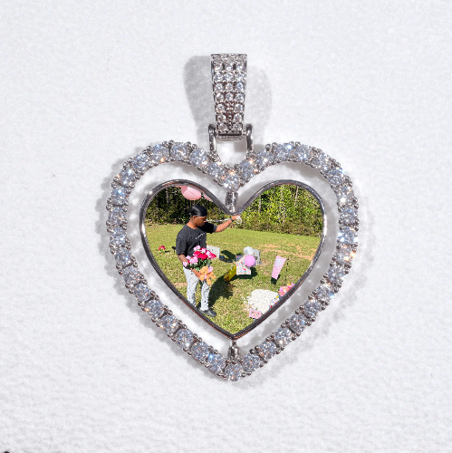 3D Spinning 2-Faced Heart Custom Picture Pendant