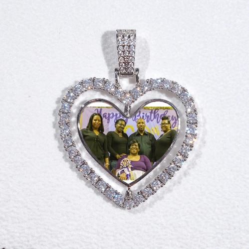 3D Spinning 2-Faced Heart Custom Picture Pendant