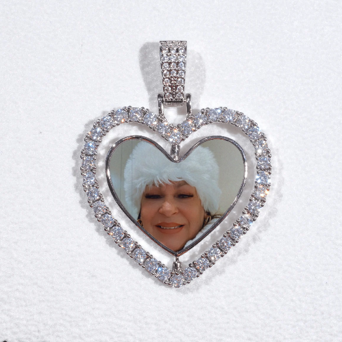 3D Spinning 2-Faced Heart Custom Picture Pendant
