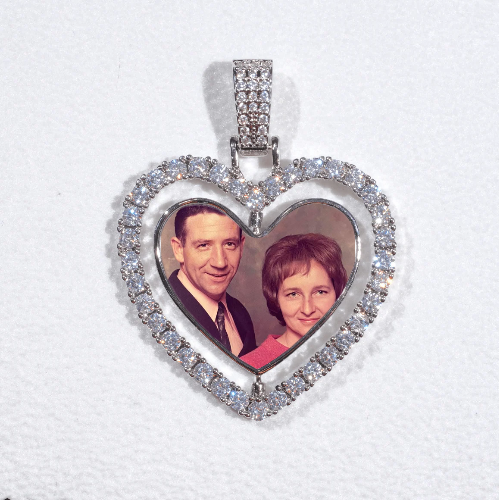 3D Spinning 2-Faced Heart Custom Picture Pendant