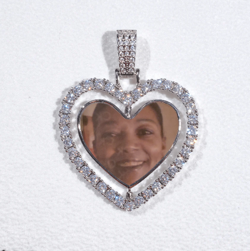 3D Spinning 2-Faced Heart Custom Picture Pendant